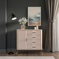 Kumode ar atvilknēm un durvīm DANTE DT08, Ozols cremona/Kašmirs matēts/Melns
